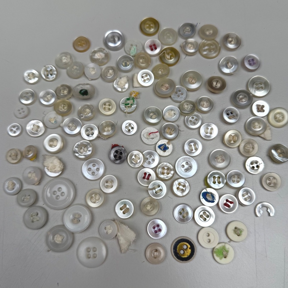 Vintage‎ white plastic Button Lot Crafting Sewing